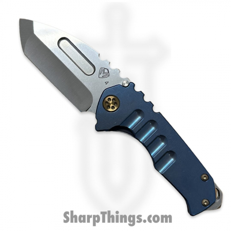 Medford Knife and Tool – MK0294TT-37A2-T1C1-BN – Genesis “T” – Folding Knife – S45VN Tumbled Tanto – Titanium – Blue