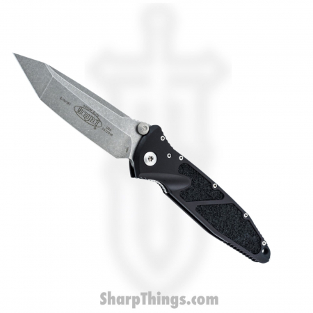 Microtech – 161-10 – Socom Elite – Folding Knife – Stonewash Tanto – Aluminum with Textured Inserts – Black