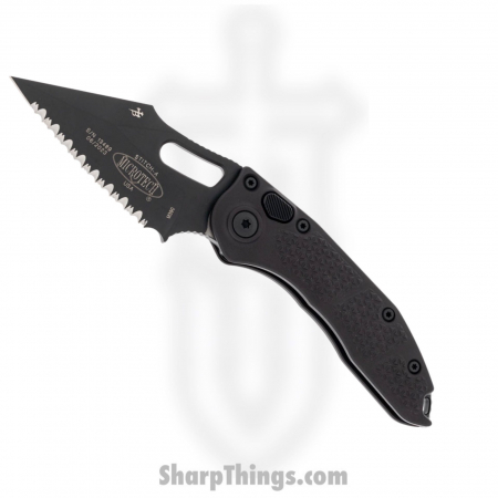 Microtech – 169-3T – Stitch – Tactical S/E Full Serrated – 6061 T6 – Black