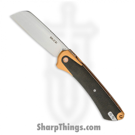 Buck – BU263CPS1 – HiLine XL Linerlock – Folding Knife – D2 Tumbled Cleaver – Copper Anodized Aluminum Micarta Inlay – Copper Black