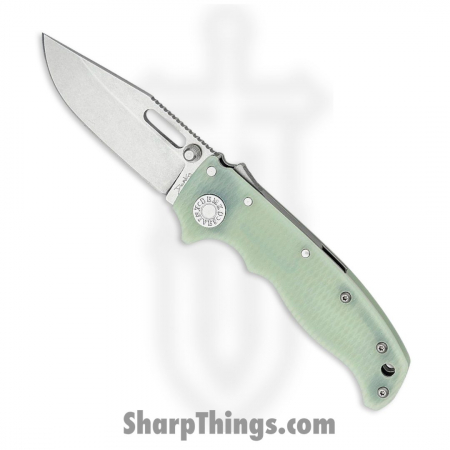 Demko Knives – DEM09630 – AD 20.5 Shark-Lock – Folding Knife – CPM-S35VN Stonewash Clip Point – G-10 – Jade