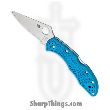 Spyderco – SC11FPBL – Delica Lockback – Folding Knife – VG-10 Satin Drop Point – FRN – Blue