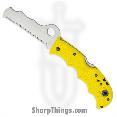 SPYDERCO – SC79PSYL – Assist Lockback Salt – Folding Knife – H-2 Satin Sheepsfoot – FRN – Yellow