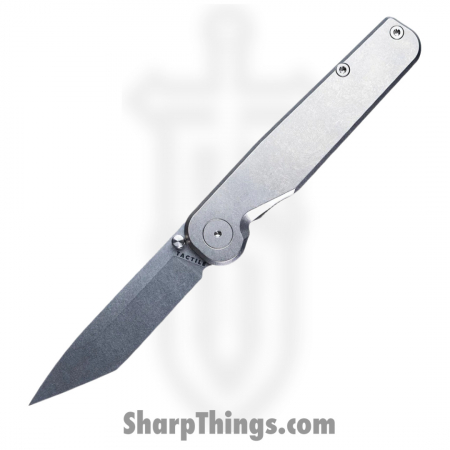 Tactile Knife Co – 20-RT-MCTN-TTFL – Rockwall Thumbstud Tanto – Magnacut – Smooth Titanium – Silver
