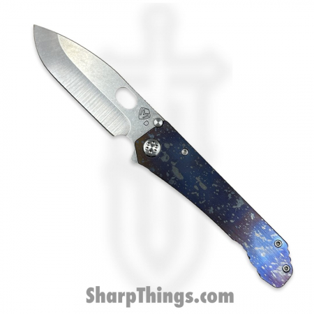 Medford Knife and Tool – MK002DTQ-03TM-TSCF-Q4 – 187 DP – Folding Knife – Tumbled D2 Drop Point – Titanium – Faced Flamed “Galaxy”