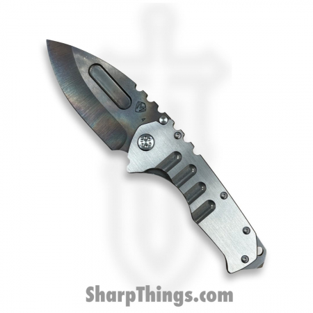 Medford Knife and Tool – MK0124VD-01TM-TSCF-BN – Prae “T”  – Folding Knife – S45VN  Vulcan Drop Point – Titanium – Silver