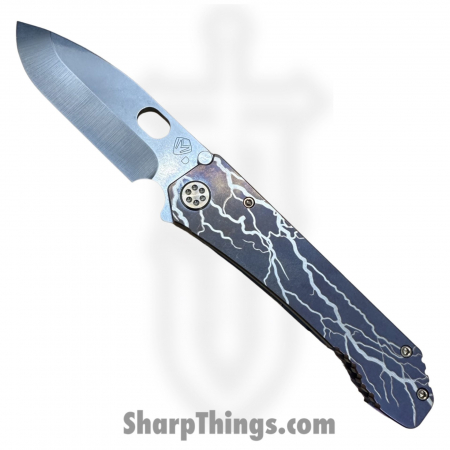 Medford – MK002DTQ-39A5-T1CA-Q4 – 187 DP – Folding Knife – D2 Tumbled Drop Point – Titanium – Bronze Violet Fade Lightning Strike