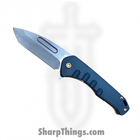 Medford Knife and Tool – MKFF2064TT-44TM-T1C1-Q4 – Swift FL Flipper – Folding Knife – S45VN Tumbled Tanto – Titanium – Blue