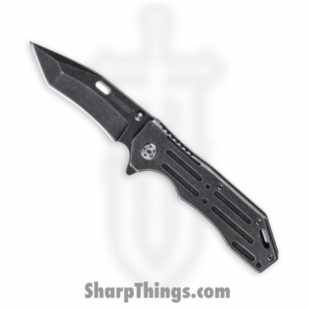 Kershaw – 1302BW – Lifter – Folding Knife – 4Cr14 BlackWash™ American Tanto with Recurve – Stainless Steel – BlackWash™