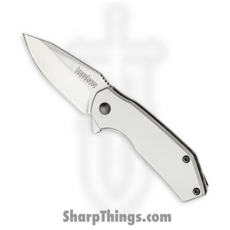 Kershaw – 1375 – Valve – Folding Knife – 4Cr14 Stonewash Drop Point – Bead Blasted Stainless Steel – Silver