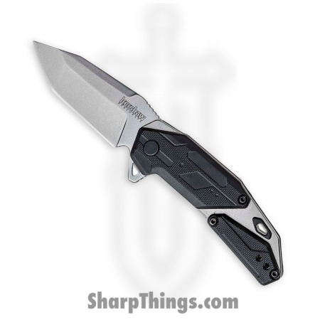 Kershaw – 1401 – Jetpack – Folding Knife – 8Cr13MoV Stonewash American Tanto – Stainless Steel Glass Filled Nylon Overlay – Silver Black