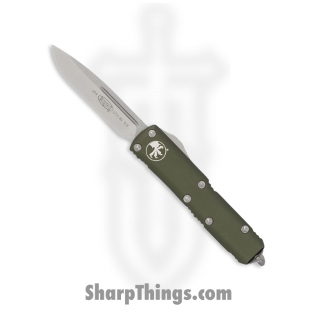 Microtech – 231-10OD – UTX-85 – OTF Auto – Stonewash Drop Point – 6061 T6 Aluminum – OD Green
