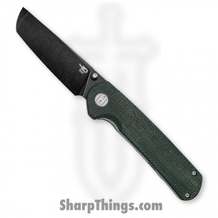 BESTECH – BTKG31B2 – Sledgehammer Linerlock – Folding Knife – D2 Black Stonewashed Tanto – Micarta – Green