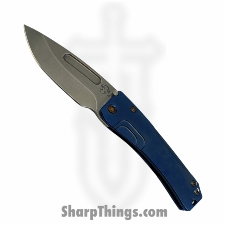 Medford Knife and Tool – MK2014TD-37A2TFCF-Q4 – Slim Midi – Folding Knife – S45VN Tumbled Drop Point – Titanium – Blue