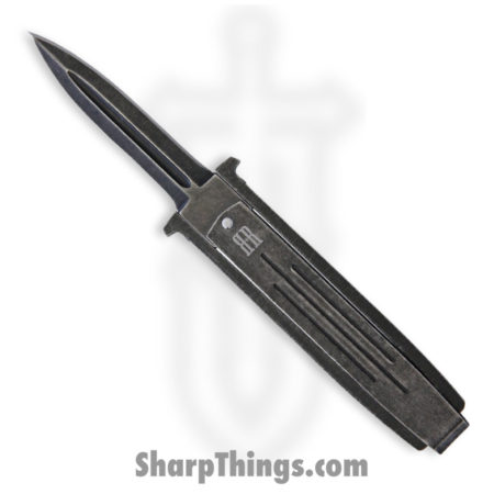 Rough Ryder – RR1979 – Swing Blade – Folding Knife – Stainless Black Stonewash Dagger – Stainless – Black