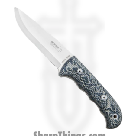 Boker – BOP02BO350 – Spain Bushcraft Granito – Fixed Blade Knife – Stainless Steel Satin Drop Point – Micarta – Gray