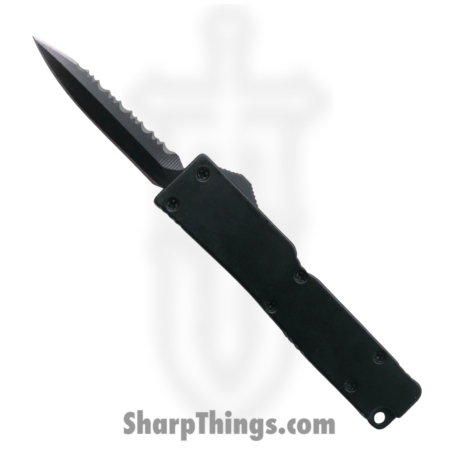 DT5S-DBS-BK – 5 inch Half Serrated Firecracker A1 – OTF Auto – 440 Stainless Steel Black Dagger – Steel – Black