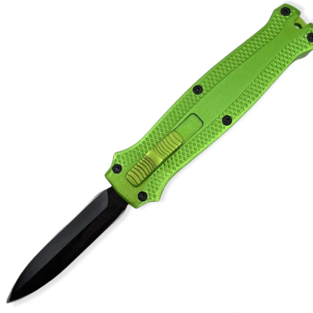 M-6-GN – Mighty Mini Pocket Knife – OTF Auto – Stainless Steel Black Dagger – Aluminum – Green