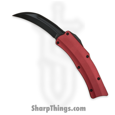 Heretic Knives – H060-6A-RED – ROC – OTF Auto – Magnacut DLC Hawkbill – Aluminum – Red