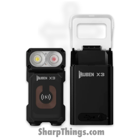 Wuben – WX3CHBX-BLK – Wuben X3 Owl EDC Flashlight and 3000mah Charging Box – Black