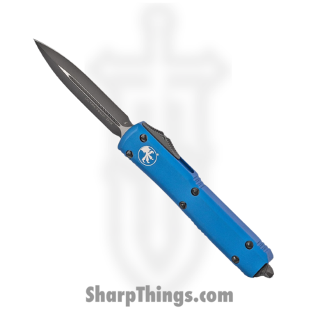 Microtech – 122-1BL – Ultratech D/E  – OTF Auto – Black Dagger – 6061-T6 Aluminum – Blue