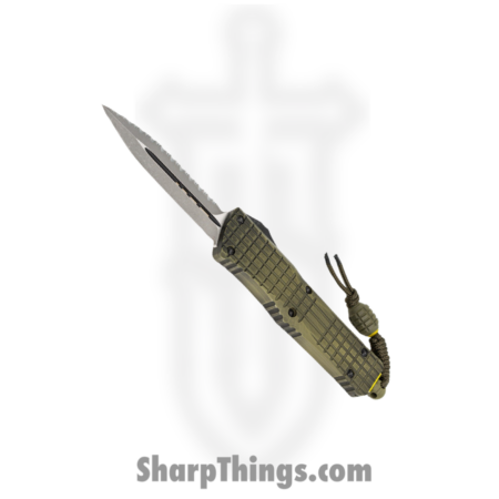 Microtech – 142-DR12APFROGG – Combat Troodon Double Reverse Frag Off – OTF Auto – Apocalyptic Dagger – Aluminum – Grenade Green