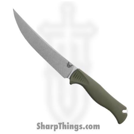 Benchmade – 15500-04 – Meatcrafter 6″ – Fixed Blade Knife – CPM-S45VN Stonewash Trailing Point – Santoprene – Dark Olive