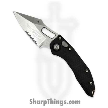 Microtech – 169-11 – Stitch P/S – Automatic Knife – Stonewash Spear Point – 6061-T6 Aluminum – Black