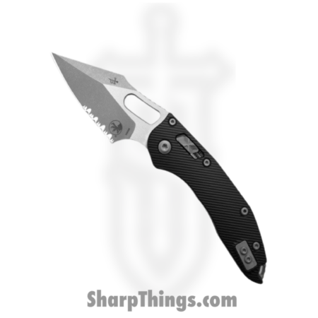Microtech – 169RL-11APFL – Stitch Serrated – Folding Knife – M390MK Stonewash Wharncliffe – Aluminum – Black