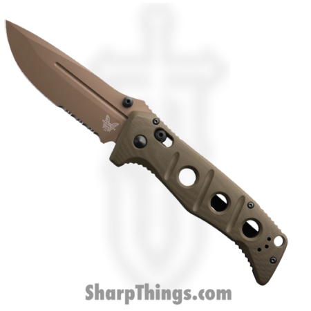 Benchmade – 275SGY-1 – Adamas – Automatic Knife – CPM-CruWear Coated Partial Serrated Drop Point – G10 – Black