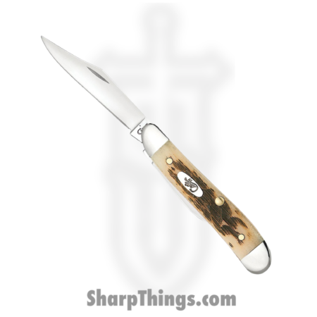 Case Cutlery – CA045 – Peanut – Folding Knife – Tru-Sharp Surgical Stainless Steel Mirror Polished Multi – Jigged Amber Bone – Brown