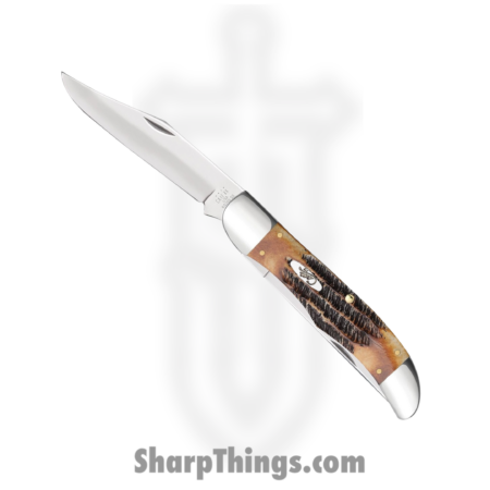 Case Knives – CA3574 – Hunter – Folding Knife – Tru-Sharp™ Surgical Stainless Steel Mirror Polished Multi – 6.5 Burnt BoneStag – Brown