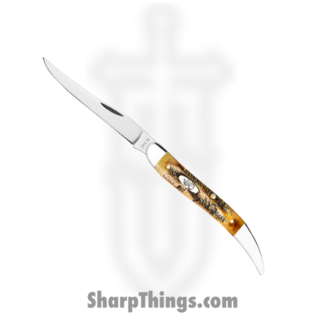 Case Cutlery – CA65328 – Medium Texas Toothpick – Folding Knife – Tru-Sharp Surgical Stainless Steel Mirror Polished Long Clip Point – 6.5 Bonestag – Brown