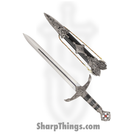 *AS IS CONDITION NO REFUND*China Made – CN210868 – Medieval Lords Dagger – Fixed Blade Knife – SS Satin Dagger – Aluminum – Black Silver