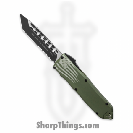 Guardian Tactical – GT108222 – Recon Elite – Automatic OTF – Elmax – 2-Tone Tanto – Partly Serrated – OD Green