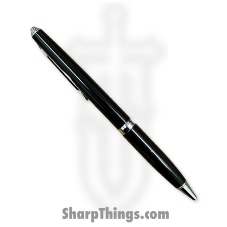Razor Tactical – RT-7373-BLK – Pen Knife – Part Serrated – Black Ink Ballpoint – Black