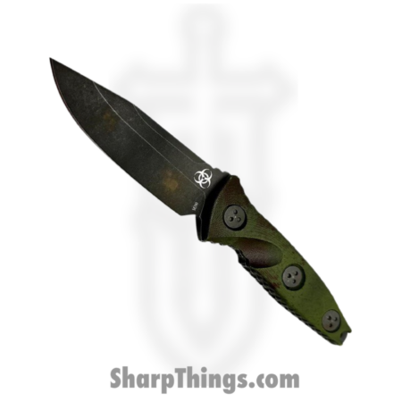 Microtech – 113M-1OBS – Socom Alpha Mini Outbreak – Fixed Blade Knife – M390 Black Clip Point – G10 – Black Green