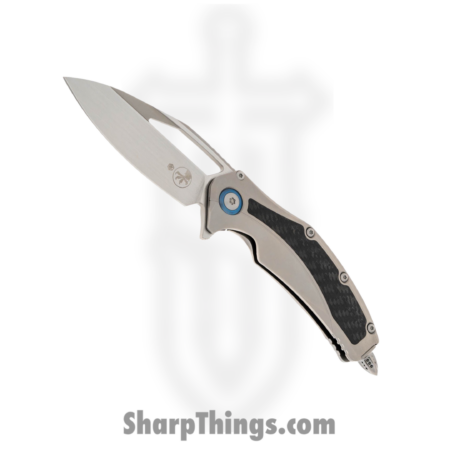 Microtech – 165C-4CFITI – Matrix – Folding Knife – M390 Satin  – Titanium with Carbon Fiber Inlay – Stainless Blue