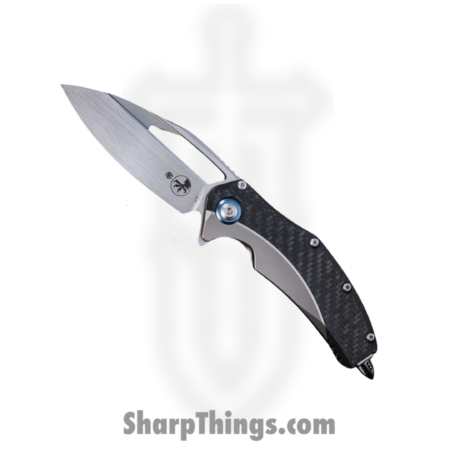 Microtech – 165C-4CFTI – Matrix – Folding Knife – M390 Hand Rubbed Satin  – Titanium with Carbon Fiber Scales – Stainless Blue