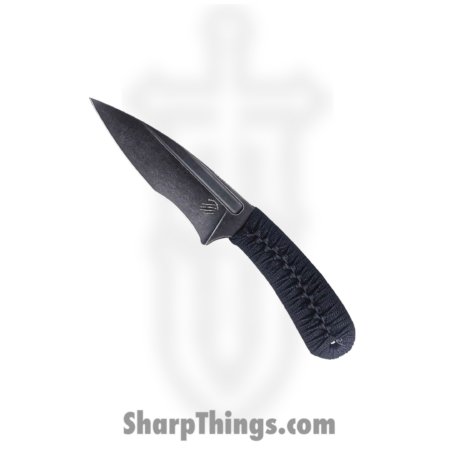 Bastinelli Creations – BAS215W – SIN – Fixed Blade Knife – N690 Stonewash Drop Point – Cord Wrapped – Black