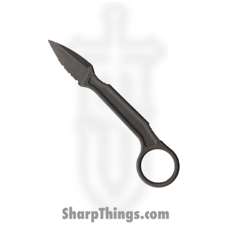 Bastinelli Creations – BAS223S – Spade Serrated – Fixed Blade Knife – N690 Stonewash Spear Point – Skeletonized – Black