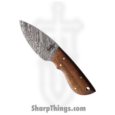 BNB Knives – BNB134647 – Mini Skinner – Fixed Blade Knife – 1095 Damascus Drop Point – Walnut Wood – Brown