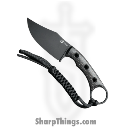 Civivi – CIVC20059B1 – Midwatch – Fixed Blade Knife – N690 Black Stonewash Clip Point – Burlap Micarta – Black