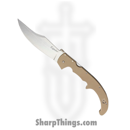 Cold Steel – CS62MGCDESW – Espada XL Lockback – Folding Knife – AUS 10A Stonewash Trailing Point – FDE G10 – Tan