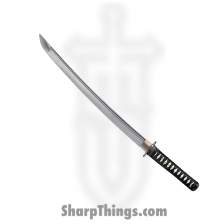Cold Steel – CS88BWW – Warrior Series 21 inch Wakizashi – Fixed Blade Knife – 1055 Polished  – Ray Skin with Black Braid and Brass Menuki – Black