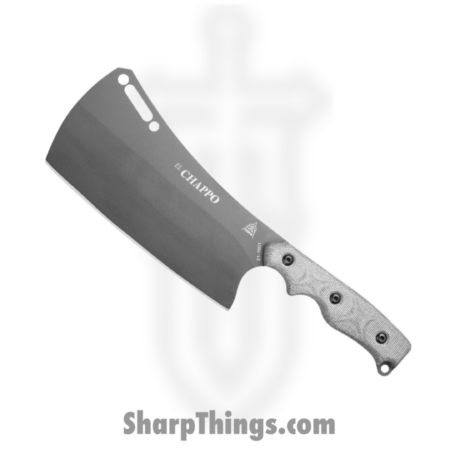 Tops – TPECHA02 – El Chappo – Fixed Blade Knife – 1095HC Sniper Gray Coated Cleaver – Canvas Micarta – Black