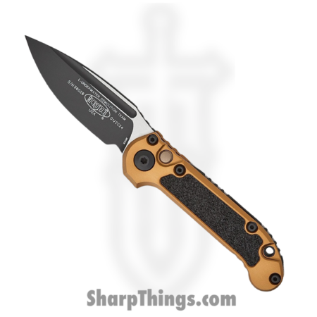 Microtech – 1135-1TA – 2023 Ludt Gen III – Folding Knife – M390MK Black Drop Point – Aluminum with 3M Traction Tape Inserts – Tan Black