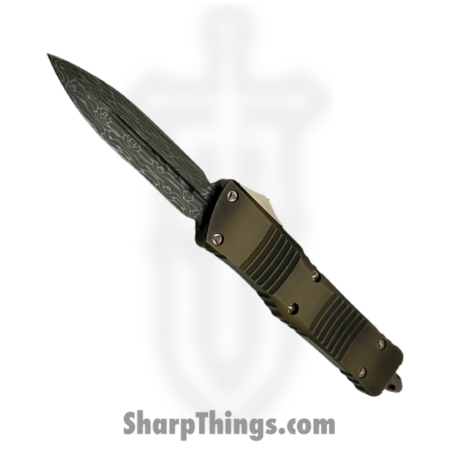 Microtech – 142-16BZABLPS – Combat Troodon – OTF Auto – Bronzed Damascus Dagger – 6061-T6 Aluminum – Antique Bronze