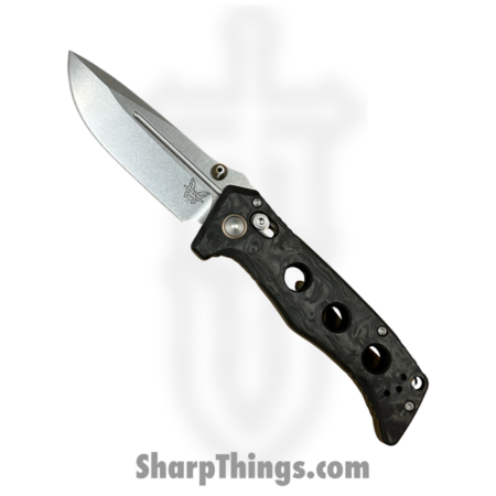 Benchmade – 273-03 – Mini Adamas – Folding Knife – Stonewash Magnacut Drop Point – Marbled Carbon Fiber – Black