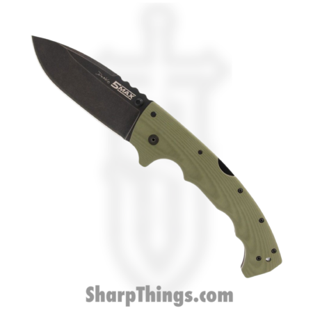 Cold Steel – CSFL50MAX – 5 Max Lockback – Folding Knife – S35VN Black Stonewash Drop Point – G10 – OD Green
